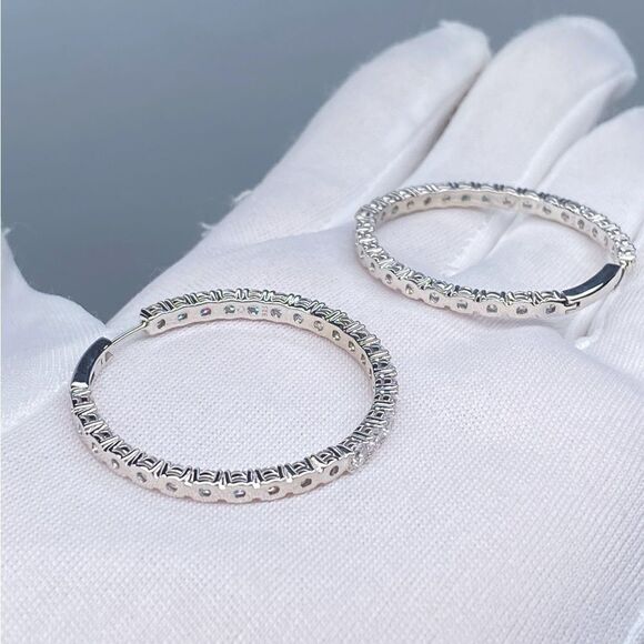 Large Hoop Crystal Embellished Earrings - Picture 6 of 7